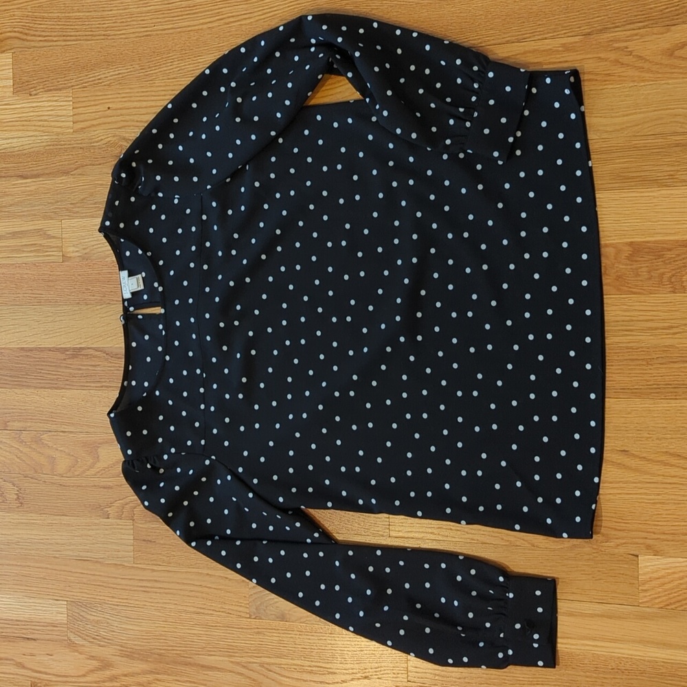 J Crew Factory Boatneck Polka Dot Blouse S
